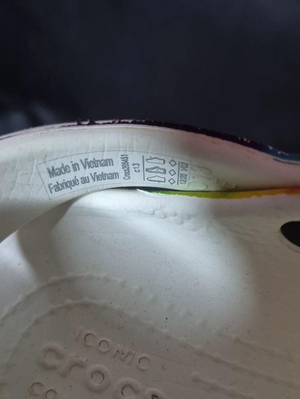 CROCS Kids 13 Classic Clog - White Rainbow Tie-Dye